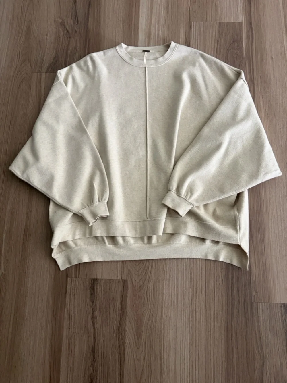 Free People Oversized Crewneck Sweater in Light Cream - Picture 1 of 3